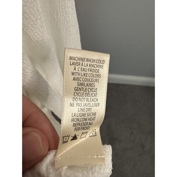 NWT Max Studio Smocked Tie Front Long Sleeve Blouse Ecru Ivory Sz Large $98 - Picture 9 of 9